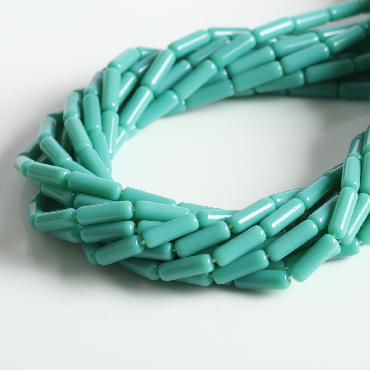 Jewelry Making Long Beach - 4x13mm Lake Green Glass Long Tube