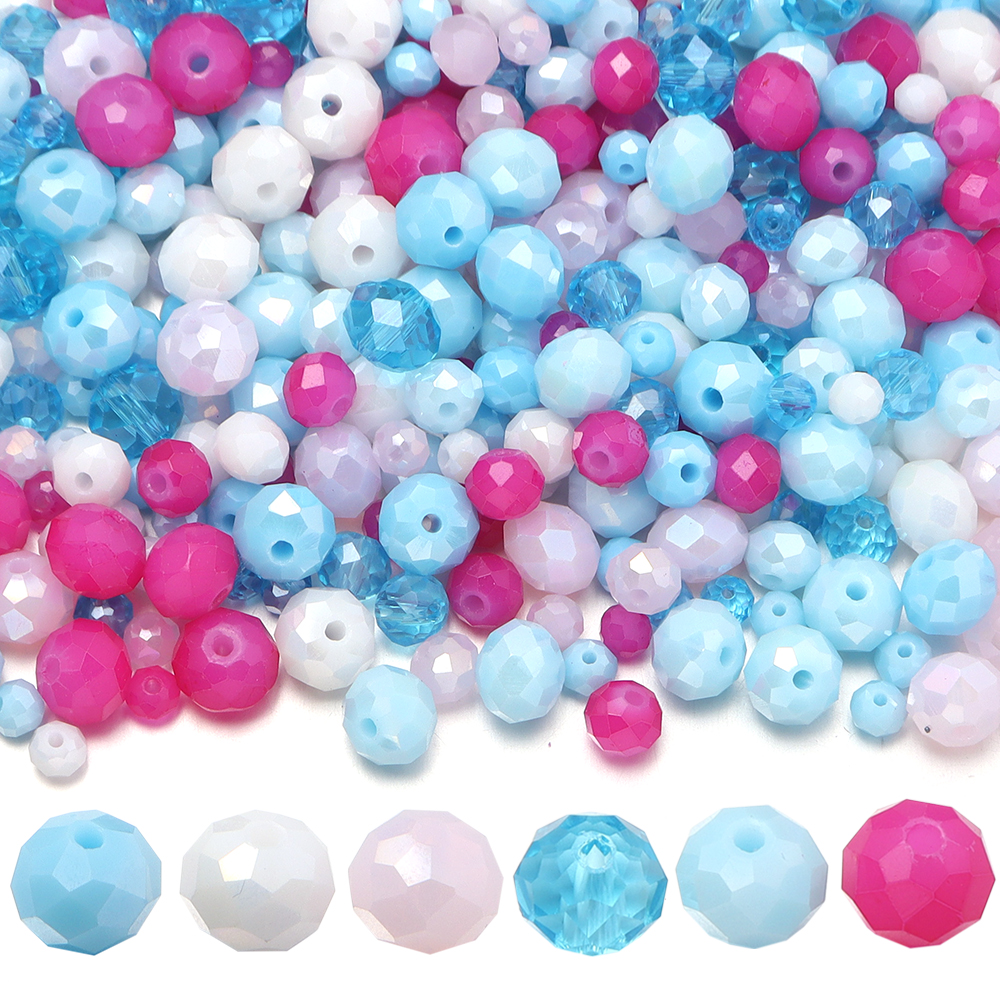 100-200pcs/lot 4/6/8mm Pink Bl - Crystal Bead Mix avis et prix
