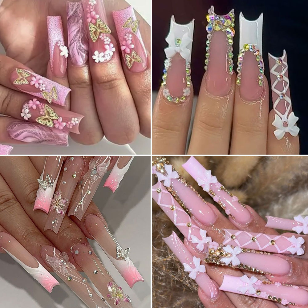 12Grid Pink White Bow Nail Art - Crystal Bead Mix avis et prix