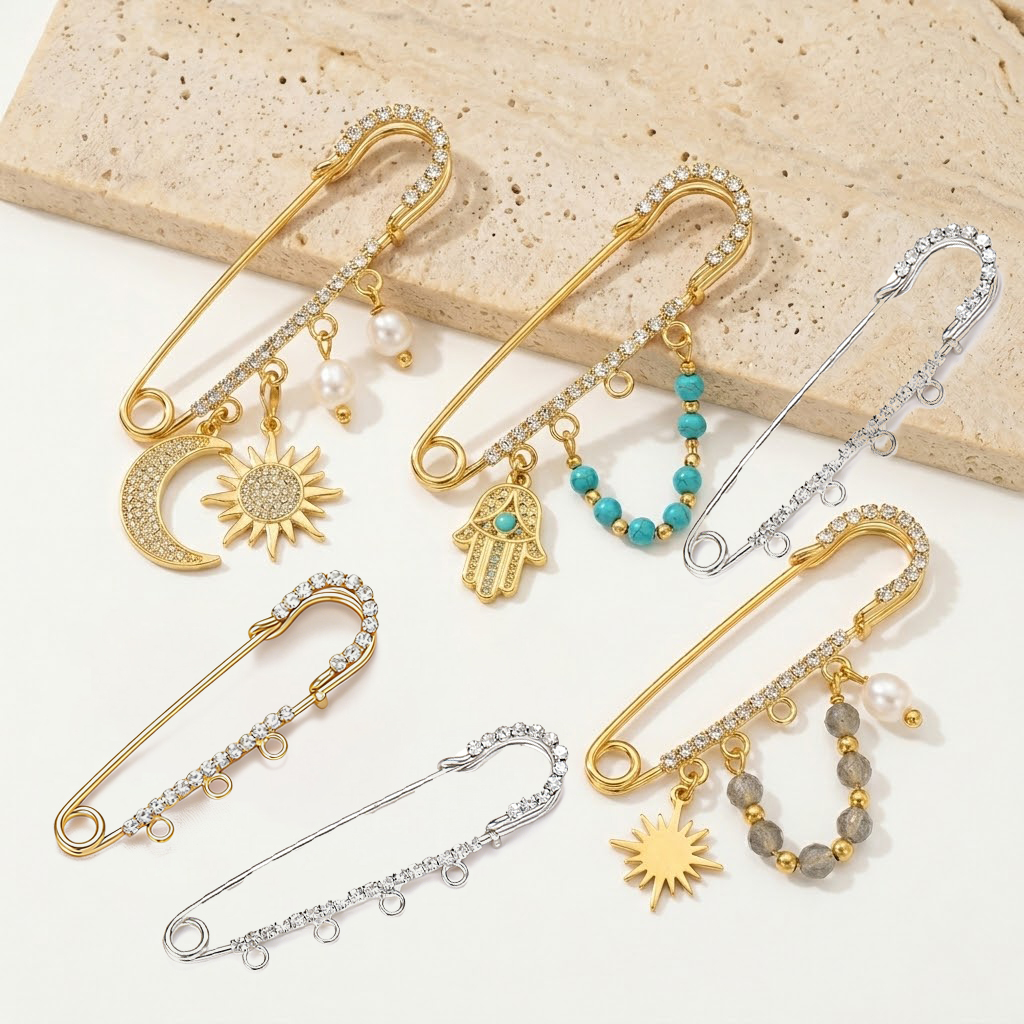 5pcs Rhinestone Charms Safety  - Jewelry Making Ring Tool avis et prix