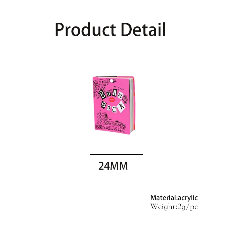 Pink Burn Book Acrylic Pendant - Jewelry Making Books avis et prix