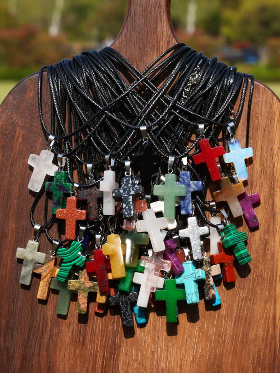 24pcs Natural Stone Cross Pend - Jewelry Making Party For Adults avis et prix