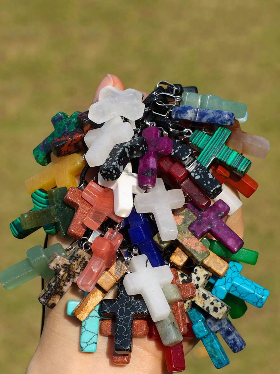 24pcs Natural Stone Cross Pend - Jewelry Making Party For Adults avis et prix