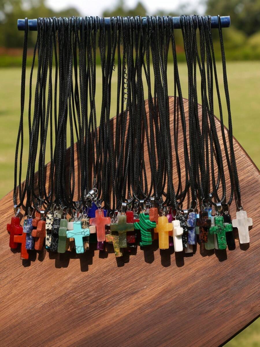 24pcs Natural Stone Cross Pend - Jewelry Making Party For Adults avis et prix
